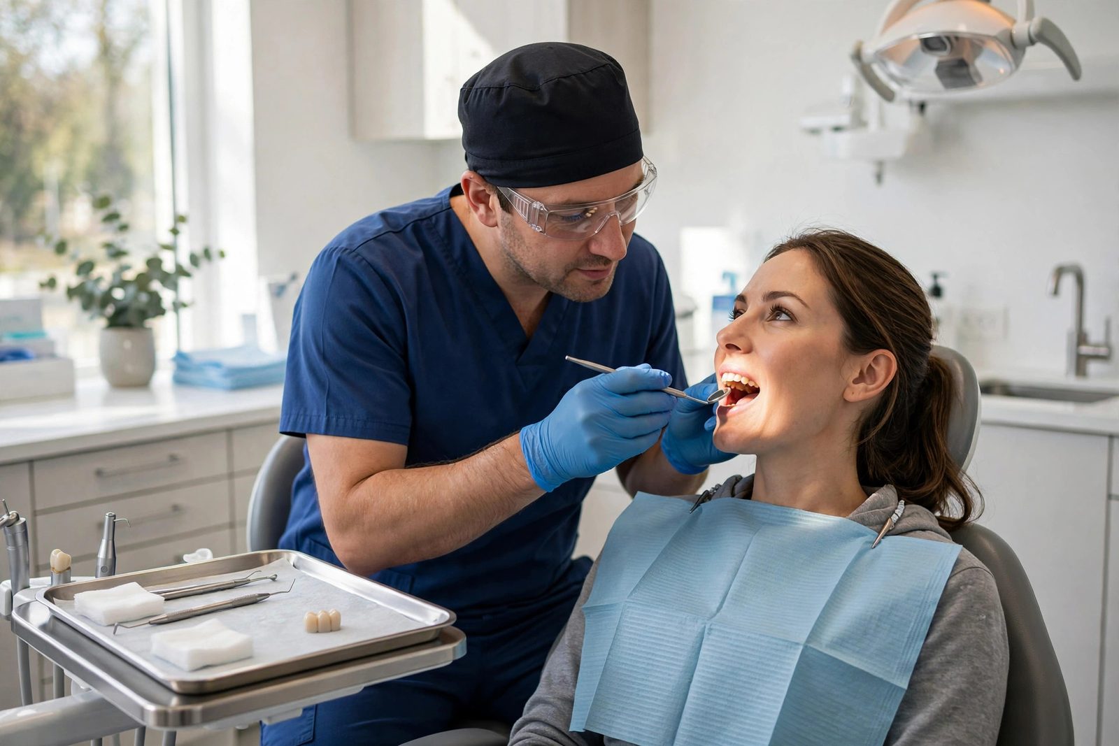 Dental crown came off — a dentist examines the tooth at U Smile Dentistry in Orangeville