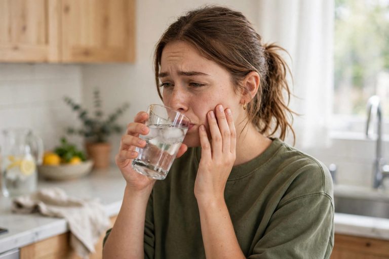 Tooth sensitivity after filling — patient reacts to a cold drink